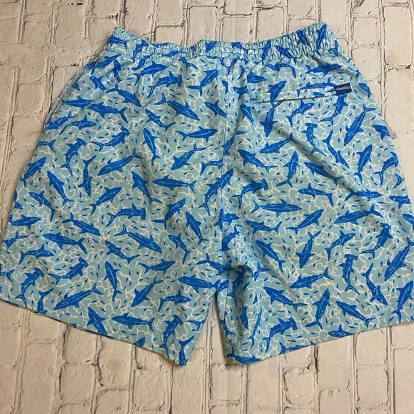 Chubbies Light Blue Shark Pattern Swim Trunks - Picture 2 of 7